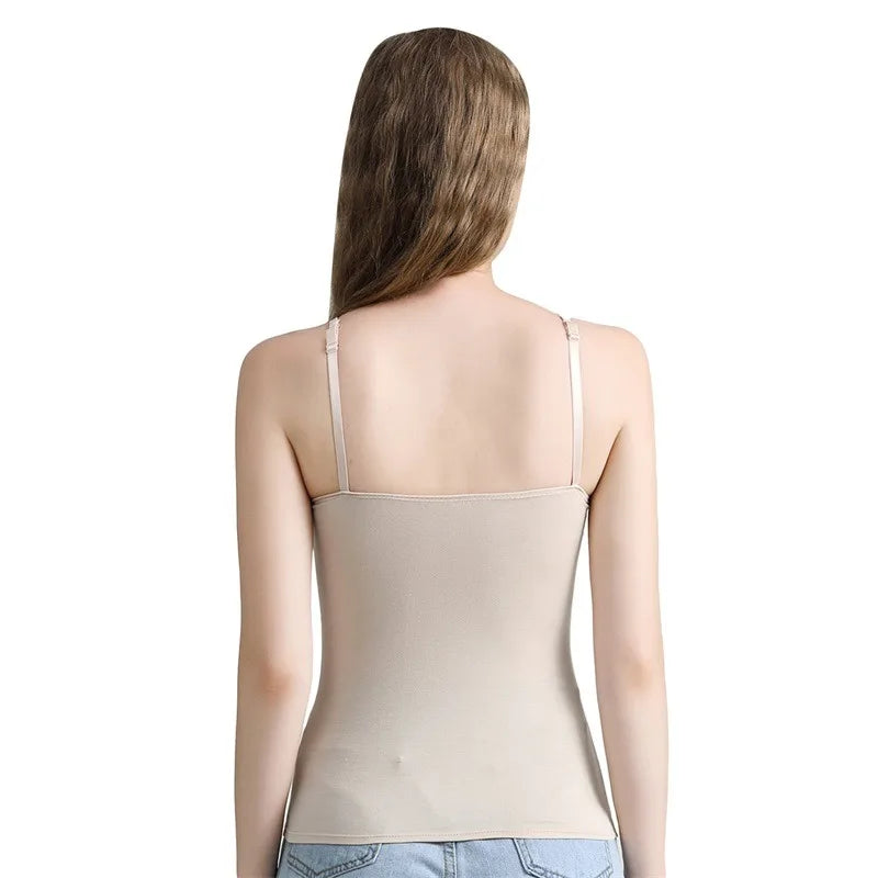 Sexy Women Solid Padded Bra Spaghetti Camisole Top Women Vest Female Camisole With Built In Bra Cami Top Vest Padded Tank Tops