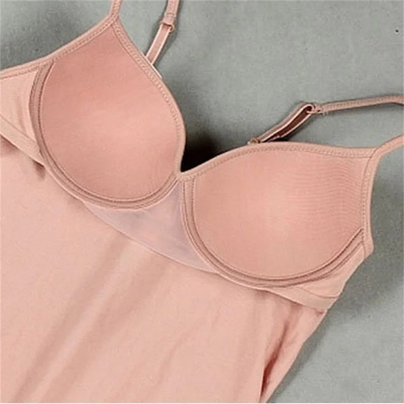 Sexy Women Solid Padded Bra Spaghetti Camisole Top Women Vest Female Camisole With Built In Bra Cami Top Vest Padded Tank Tops